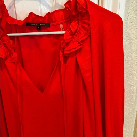 Kobi Halperin Torrence Tiered Midi-Dress Midi Dress Long Balloon Sleeves Ruffles - Picture 7 of 13